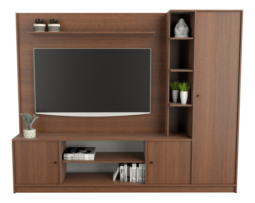 Rack Modular Centro + Panel Led Tv Con Soporte Melamina