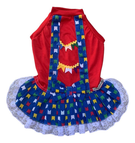 Roupas Cães-cachorro - Malha - Fêmea - Festa Junina Vermelho