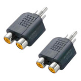 2x Plug Adaptador Splitter Divisor 1 Rca Macho X 2 Rca Fêmea