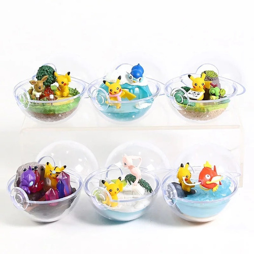 Lote 6 Pokeball Transparentes Pokemon Figuras Coleccionables