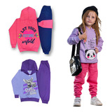 Kit 6 Moletom Infantil Feminino Inverno 3 Blusas + 3 Calças