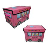 Puff Baú Caixa Organizadora De Brinquedos Infantil Rosa