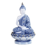 Bella Figura Buda Tibetano Azul En Flor De Loto