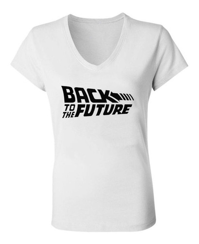 Remera Back To The Future Logo Mujer Escote V Spun