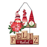 Natal - Placa Decorativa - Guirlanda Guinomos, Feliz Natal