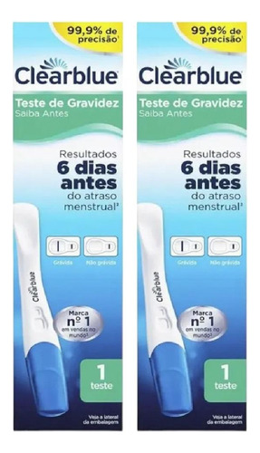 2cx Teste De Gravidez Clearblue Com 1 Teste Cada