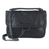 Bolsa Crossbody Marca Perry Ellis Negro Interior Amplio Acabado De Los Herrajes Níquel Correa De Hombro Plateado Diseño De La Tela Liso