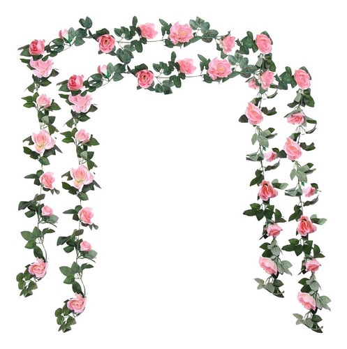 2pcs Guia Enredadera Con Rosas Artificial Decoración Flores