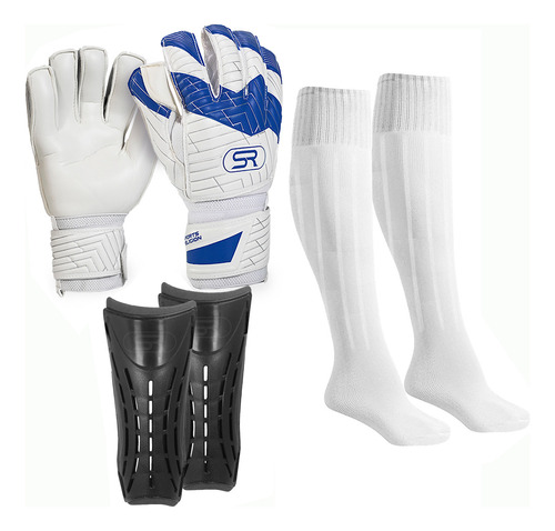 Kit Adulto Luva Goleiro + Meião Futebol + Caneleira S. R.