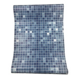 Papel Tapiz Autoadhesivo Estilo Mosaico Azul 1 Unidad..,.