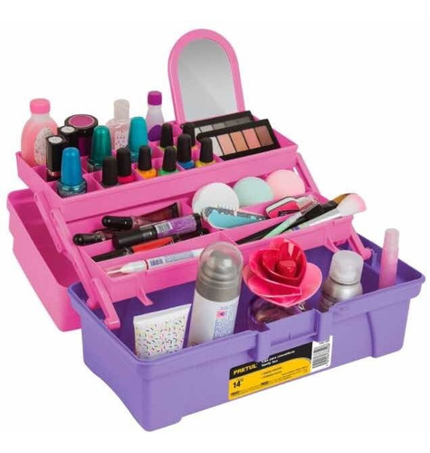 Caja Cosmetiquera 36x18x18 Cm Rosa/morado Pretul #25052