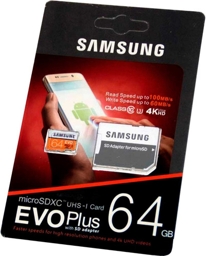 Memoria Micro Sd 64gb Evo+ Tarjeta Clase 10 Graba 4k 