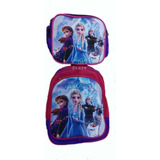 Kit Morral Maleta Bolso Frozen Pequeña + Lonchera Termica