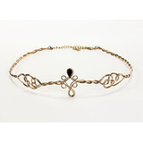 Elope Circlet Crown Headpiece En Oro Con Joyas Negras.