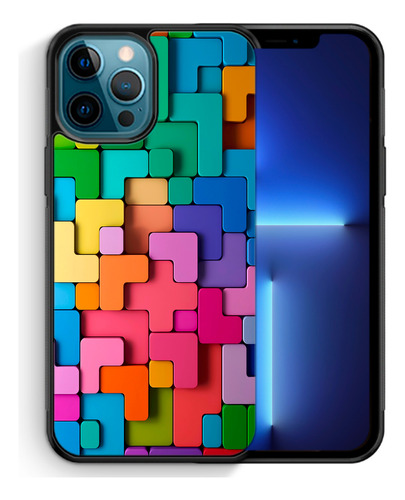 Funda Protectora Para iPhone Tetris Colores 2d Tpu Case