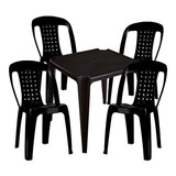 Conjunto De Mesa Com 4 Cadeiras Pretas Resistente Truco 