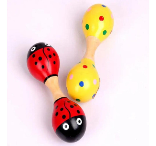 Maraca Doble, Martillo De Madera Diseño Para Bebes Colores