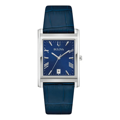 Reloj Bulova Hombre 96b442 Correa Azul Bisel Plateado Fondo Azul | Meses sin interés