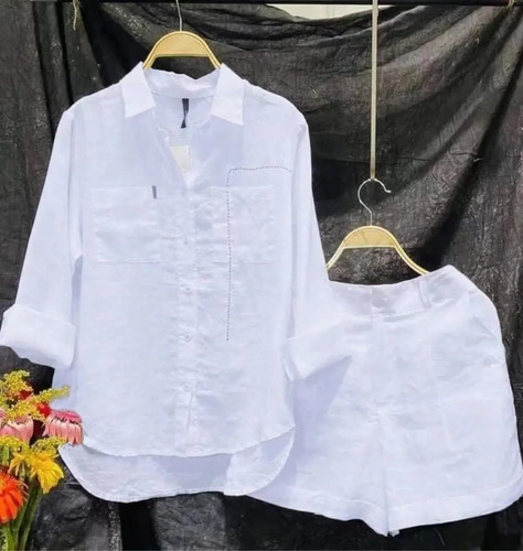 H3x Conjunto Camisa Y Pantalones Cortos Manga Larga Col