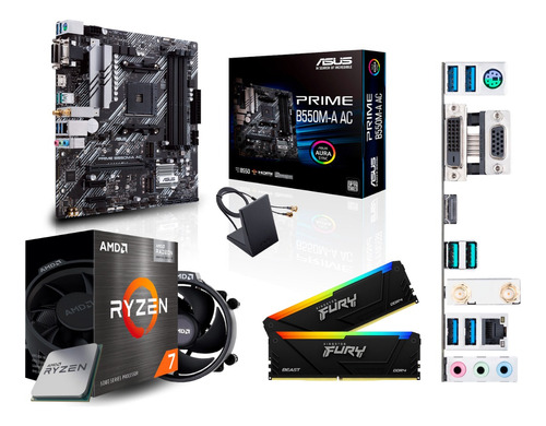 Kit Gamer Amd Ryzen 7 C/gráficos,  64 Gb 3200 Mhz, B550 Wifi