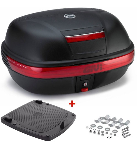 Baú Givi 46 Litros Monokey E460 Vermelho + Base E250 Monokey