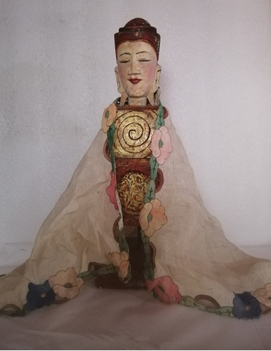 Figura Antigua Tallada Madera Feng Shui Budismo Zen Buda