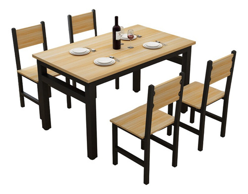 Juego De Comedor Mesa 120x60 Cm Con 4 Sillas