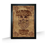 Quadro Retrô Barbearia Decorativo Barbershop Moldura Grande