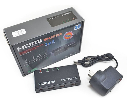 Splitter Hdmi Activo Repartidor De Señal 1x2 1080p Full Hd