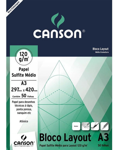 Bloco Layout Canson 7155 120g/m² A3 Com 50 Folhas