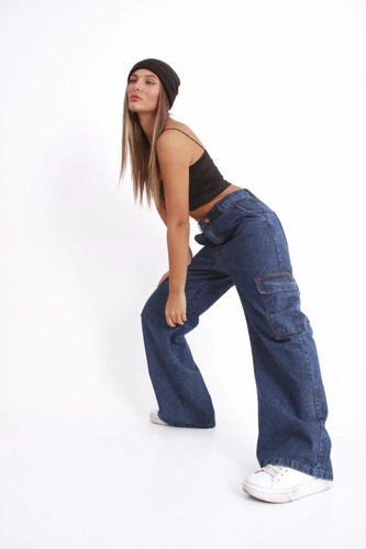 Jean Pantalón Rígido Ancho Wide Leg Talle Del 36 Al 48