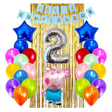 Combo Kit Deco Fiesta Globos George Peppa Pig+numero 70cm