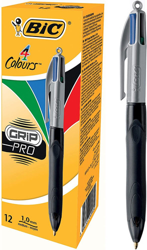 Boligrafo Lapicera 4 Colores Bic | Grip Pro | Pack De 12