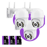 Kit 3 Camera Externa Ip Dome Wifi Fullhd + 3 Cartão Sd 64gb