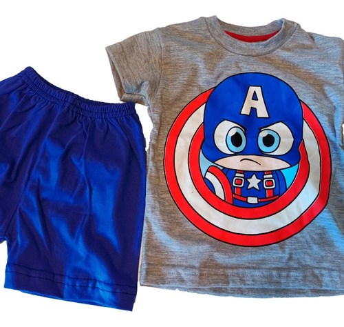 Conjunto Disfraz Bebe 100% Algodon Superheroes Remera Short