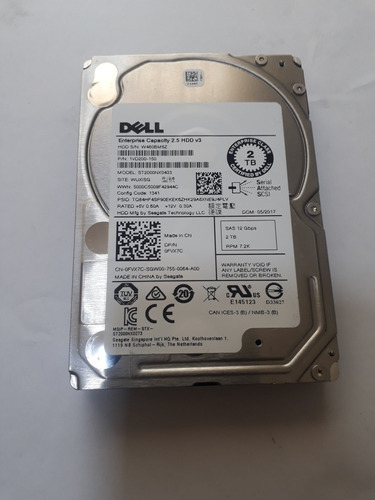 Hd Dell 2tb 7.2k 12g Sas 2.5  0fvx7c St2000nx0433