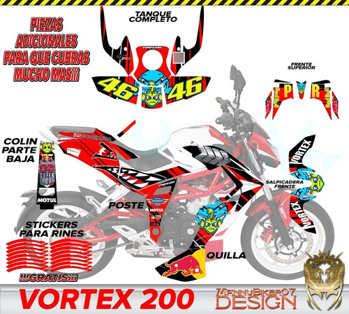 Stickers Vortex 200 Graficos Vinil Laminado Mate +regalo
