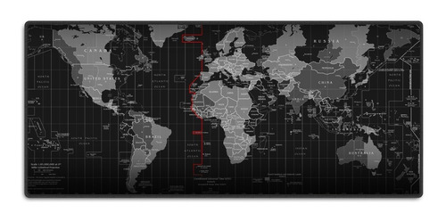 Mouse Pad Grande 90x40 Couro Gamer Desk Pad Mapa Mundi Black