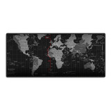 Mouse Pad Grande 90x40 Couro Gamer Desk Pad Mapa Mundi Black