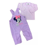 Conjunto Minnie Mouse Algodon Niña Bebe Enterizo Overol Lila