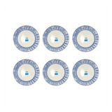 Set X6 Platos Playos Corona Blue Apto Microondas Ceramica