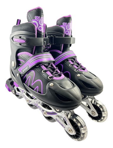 Patins Roller Inline 4 Rodas C/ Led Skate Ajustavél