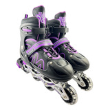 Patins Roller Inline 4 Rodas C/ Led Skate Ajustavél