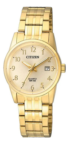 Reloj Citizen Dorado Dama Fecha Acero Original Eu6002-51q