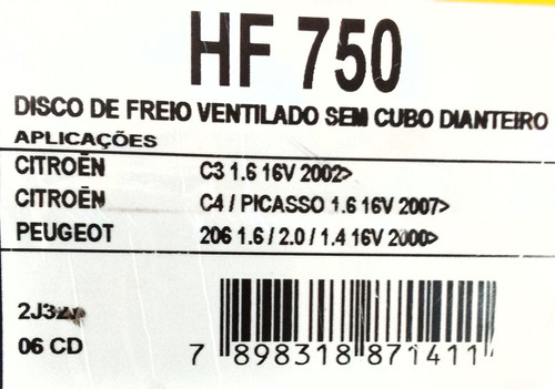 Disco Del. Ventilado Citroen C3 C4 C5 Peugeot 206 207 208  Foto 4