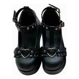 Zapatos De Plataforma Punk Gótico Oscuro Con Lazo De Lolita