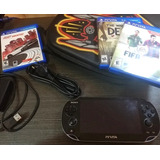 Ps Vita Fat Original 9/10 Con 3 Juegos Físicos Y Estuche