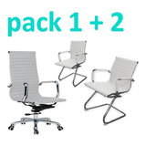 Pack Silla Sillon Aluminium 1 Alto Giratorio + 2 Fijo Trineo