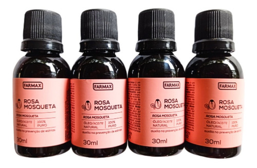 Rosa Mosqueta Óleo Natural 100% Puro= Kit Com 4 = 30 Ml Cada