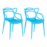 Kit 2 Cadeiras Allegra Master Empilhável Cozinha/jardim - Azul | Magazine Decor
